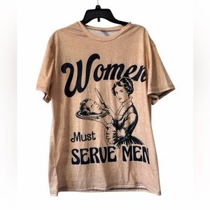 Apricot “Women Must Serve Men” Graphic Women’s Top
